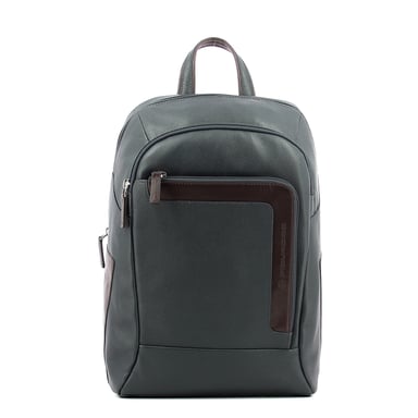 Laptop Backpack in leather 14.0 Piquadro BLU/MARRONE