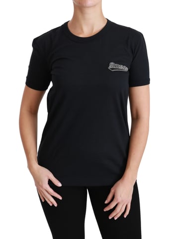 Dolce & Gabbana Women's Blue Amore Patch Crewneck Cotton Top T-shirt