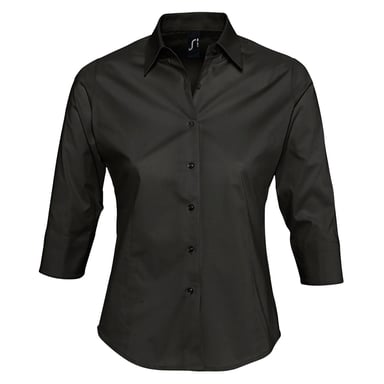 SOLS Womens/Ladies Effect 3/4 Sleeve Fitted Work Shirt (Black)
