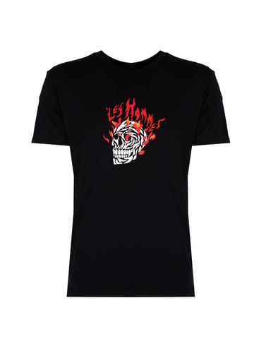 Les Hommes T-Shirt On Fire Mannen zwart