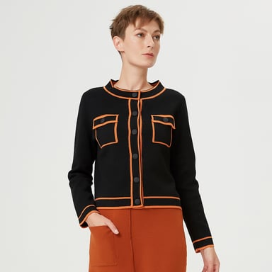 Short jacket with contrasting braids