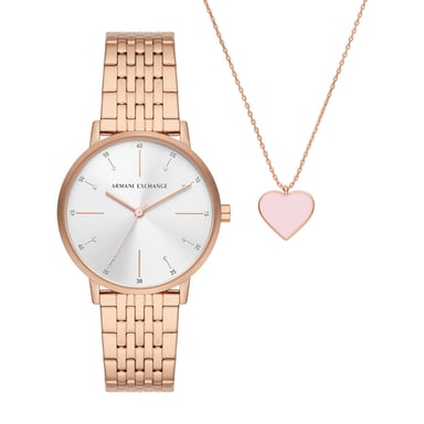Armani Exchange Lola Dames Horloge Rosékleurig AX7145SET