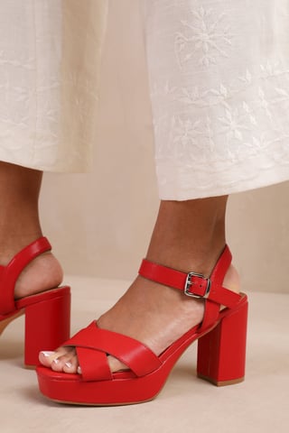 Wheres That From Womens 'Marcia' Wide Fit Statement Platform Strappy Block High Heels