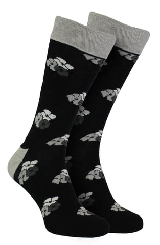 HS by Happy Socks - 3-pack klassiska blommiga klädstrumpor för herrar - Flower (Svart)