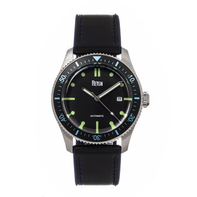 Reign Elijah Automatic Rubber Inlaid Leather-Band Watch W/Date