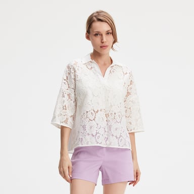 Lace and cotton blouse