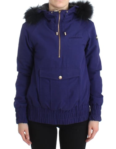 GF Ferre Women's Blue Padded Jacket Hooded Short K-Way