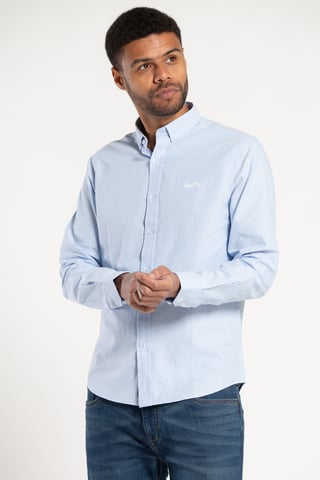 Light Blue Cotton Oxford Long-Sleeve Shirt