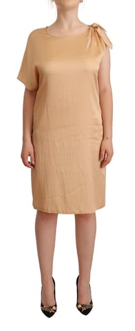 Moschino Women's Beige One Sleeve Knee Length Shift Dress