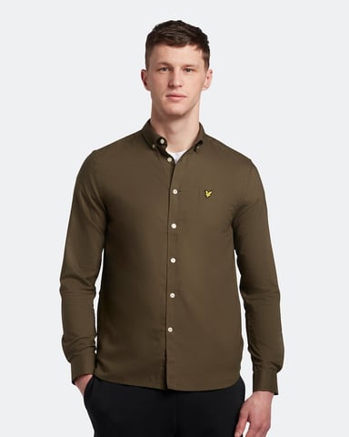 Lyle & Scott Regular Fit Light Weight Oxford Shirt in Olive