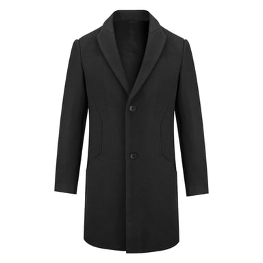 Men's Long Slim Fit Winter Warm Business Wool Coat Black