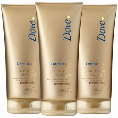 Dove Dermaspa Summer Revived Gradual Self Tan Body Lotion Fair To Medium 3 x 200ml