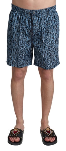 Dolce & Gabbana Herrblå Mönstrade Badshorts Badkläder