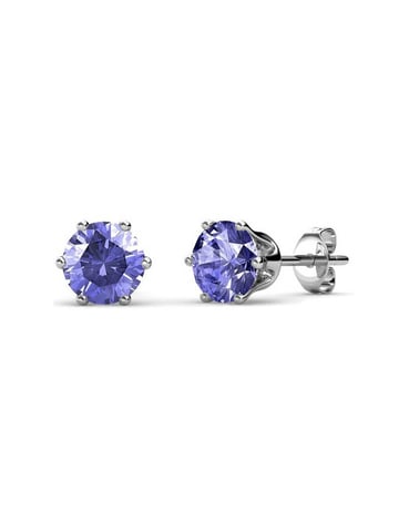Birth Stone February Earrings - Silver and Purple