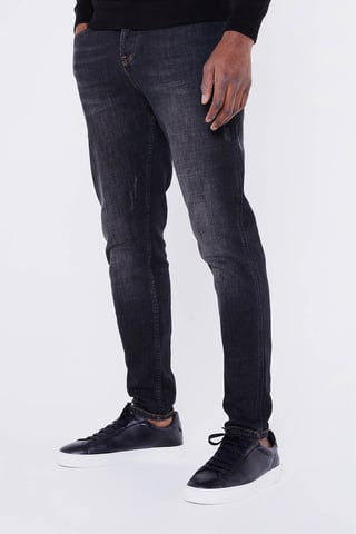 Black 'Monford' Cotton Stretch Straight Leg Denim Black Wash Jeans