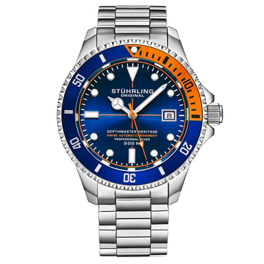Blauw en oranje “Depthmaster Heritage” Duikershorloge Zwitsers Automatisch 42mm