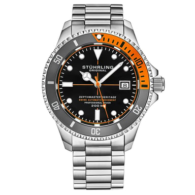 Zwart en oranje “Depthmaster Heritage” Duikershorloge Zwitsers Automatisch 42mm
