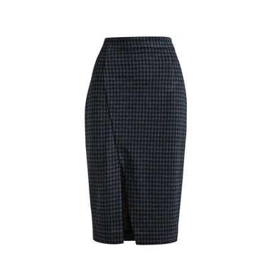Blue Check Pencil Skirt