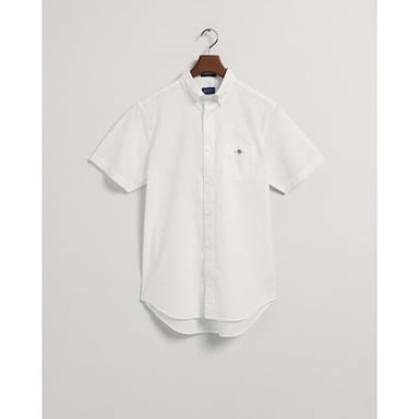 Men's Gant Regular Fit Cotton Linen Short Sleeve Shirt in White