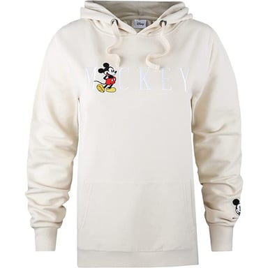 Disney Womens/Ladies Mickey Mouse Embroidered Hoodie (Stone)
