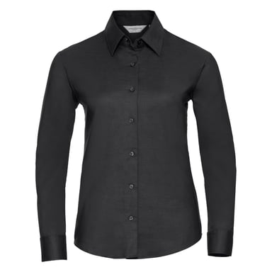 Russell Collection Ladies/Womens Long Sleeve Easy Care Oxford Shirt (Black)