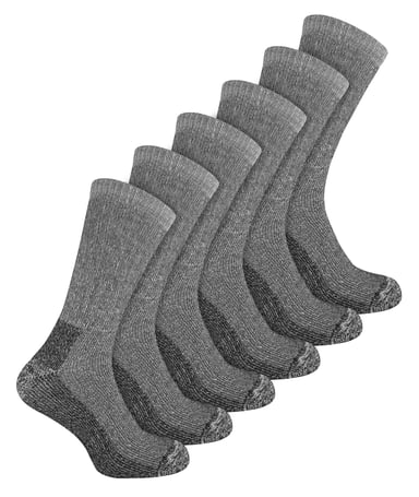 6 Pair Multipack Mens Wool Socks | Breathable Crew Hiking Socks - Black