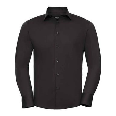 Russell Collection Mens Stretch Fitted Long-Sleeved Shirt (Black)