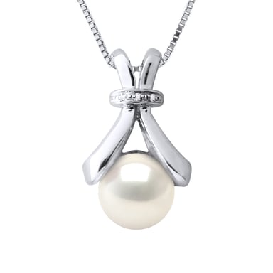 DIADEMA - Pendant - White Gold and Real Freshwater Pearls - White