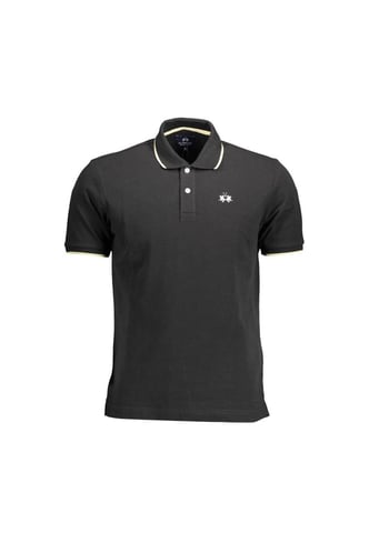 La Martina Men's Black Cotton Polo Shirt