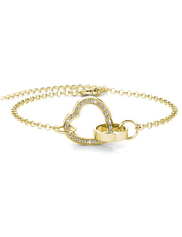 Locked Heart Bracelet - Gold and Crystal