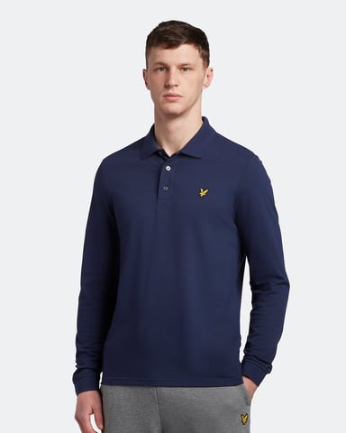 Lyle & Scott Long Sleeve Polo Shirt in Navy