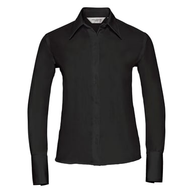 Russell Collection Ladies/Womens Long Sleeve Ultimate Non-Iron Shirt (Black)