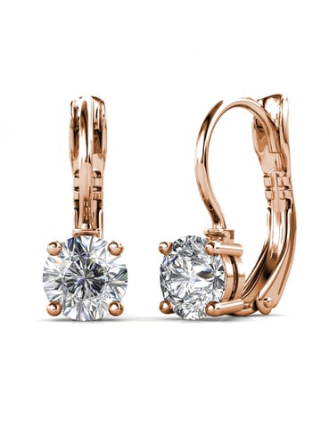 Round Earrings - Rose Gold and Crystal