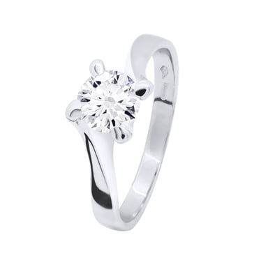 Solitaire Diamond 0,50 Cts 4 Claws White Gold 18 Karaat