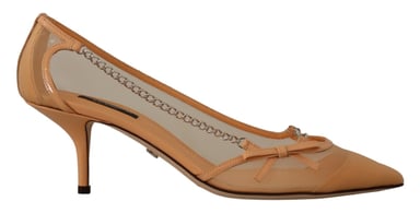 Dolce & Gabbana Damers Päron Mesh Läderkedjor Klackskor