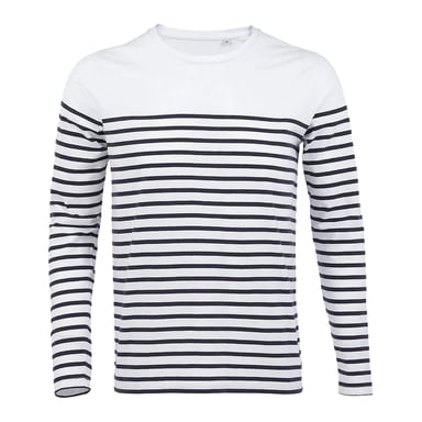 SOLS Mens Matelot Striped Long-Sleeved T-Shirt (White/Navy)