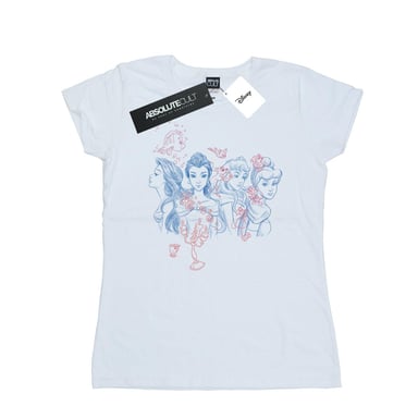 Disney Womens/Ladies Princess Sketch Cotton T-Shirt (White)