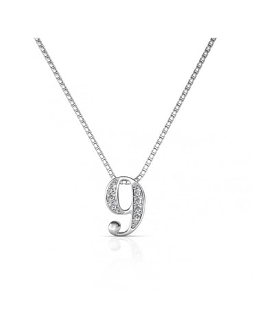 Number 9 Pendants - Silver and Crystal