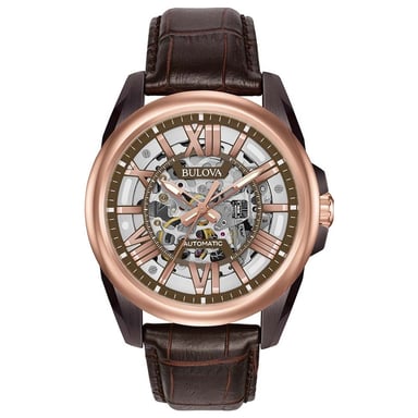 Bulova Automatische Herenovereenkomst Bruine Horloge 98A165