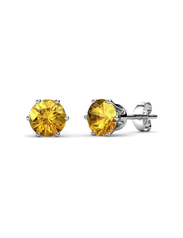 Birth Stone November Earrings - Silver and Yellow