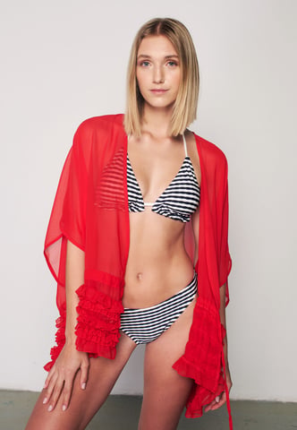 Frill Detailed Kimono - Red