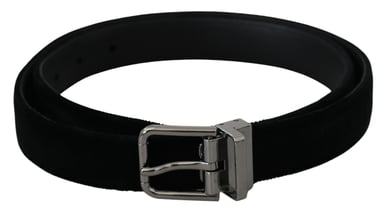 Dolce & Gabbana Herrars Svart Läder Sammet Silver Spänne Bälte