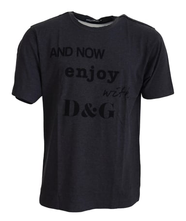 Dolce & Gabbana Grå Crewneck T-shirt i Kortärmad Bomull för Herr