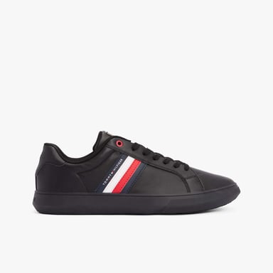 Men's Tommy Hilfiger Essential Leather Cupsole Trainers in Black