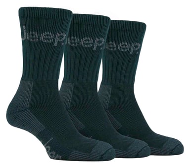 Heren 3 paar Jeep Cushion Sole Hiking werksokken - Groente