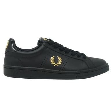 Fred Perry B4290 220 B721 zwarte lederen tab-leren sneakers