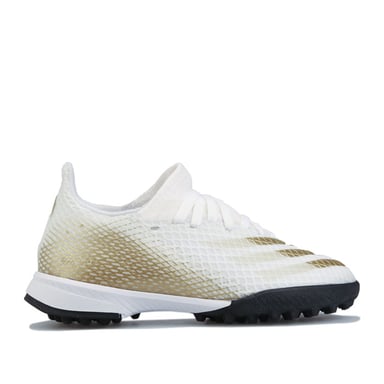 Boy's adidas Childrens X GHOSTED.3 Turf Football Boots in White gold