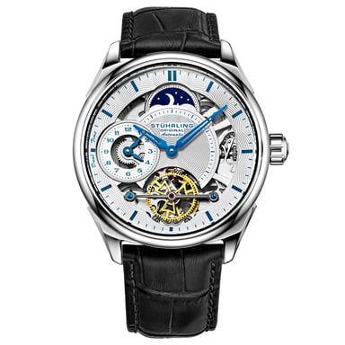 Zwart en zilver “Presidia” Automatisch 42mm Skeleton