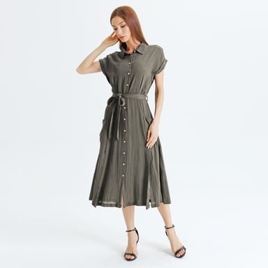 Slit shirt dress