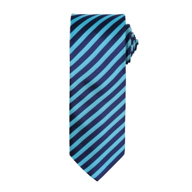 Premier Heren Dubbel Streep Patroon Formele Zakelijke Stropdas (Turquoise/Marine)